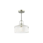 LEN0146 Lenka Pendant Satin Nickel and Ribbed Glass