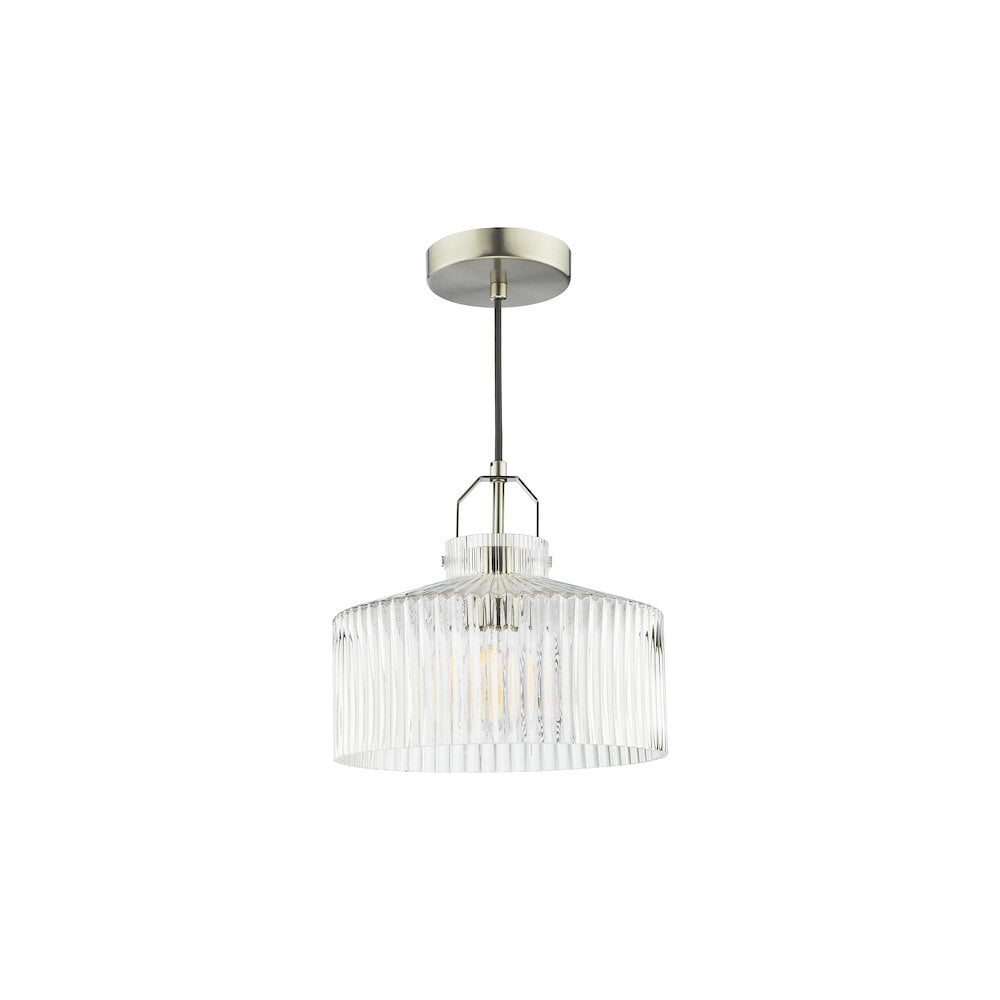 LEN0146 Lenka Pendant Satin Nickel and Ribbed Glass