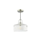 LEN0146 Lenka Pendant Satin Nickel and Ribbed Glass