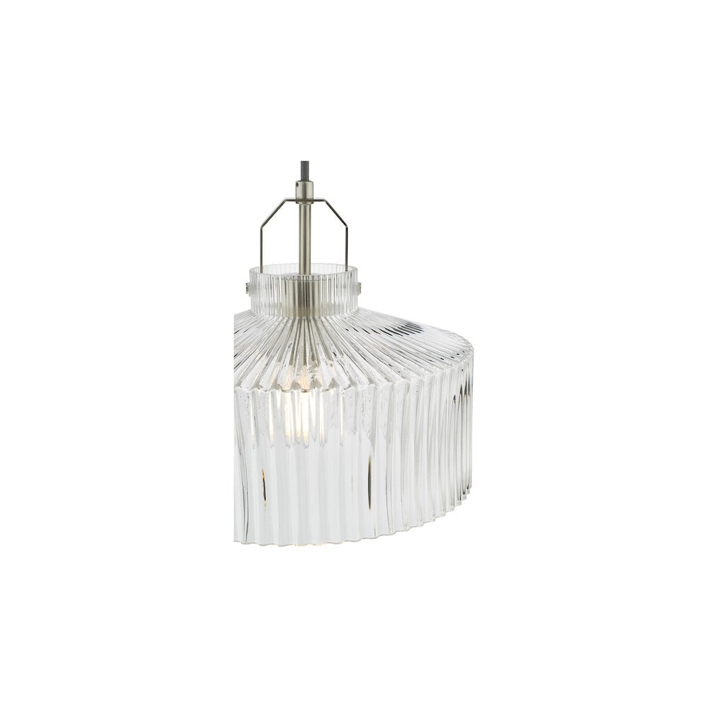 LEN0146 Lenka Pendant Satin Nickel and Ribbed Glass
