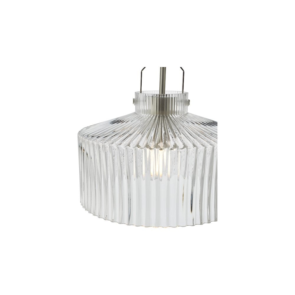 LEN0146 Lenka Pendant Satin Nickel and Ribbed Glass