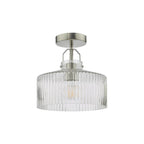 LEN4846 Lenka Semi-Flush Satin Nickel and Ribbed Glass