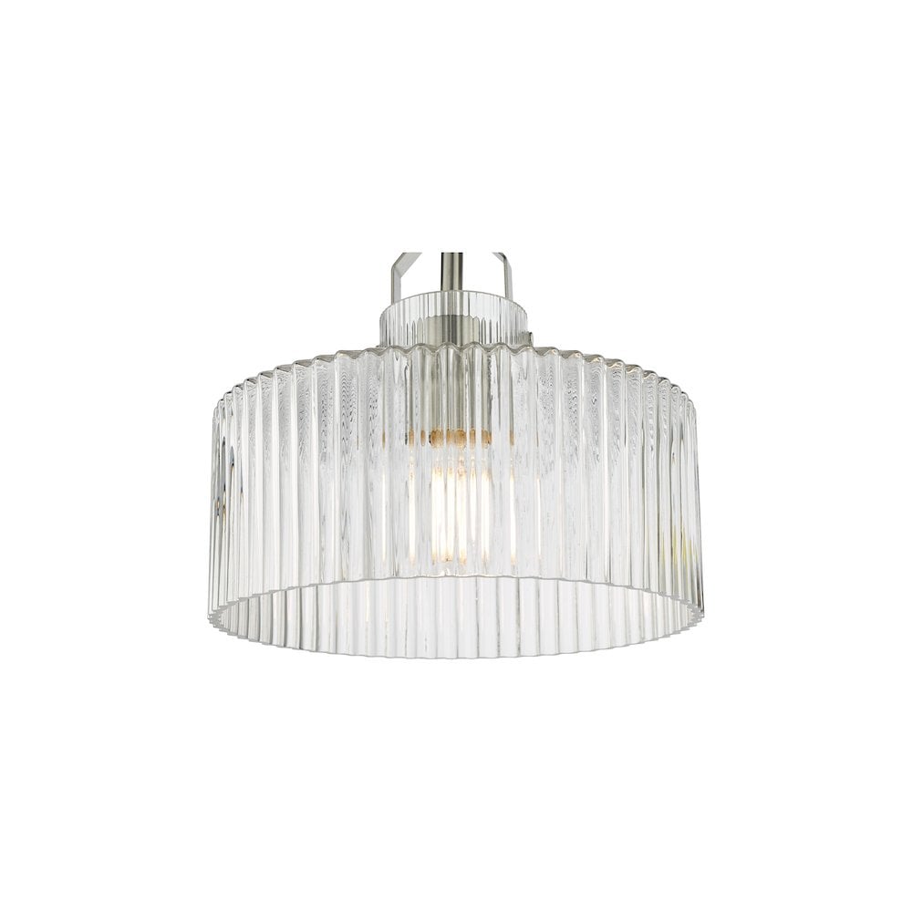 LEN4846 Lenka Semi-Flush Satin Nickel and Ribbed Glass