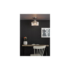 LEN4846 Lenka Semi-Flush Satin Nickel and Ribbed Glass