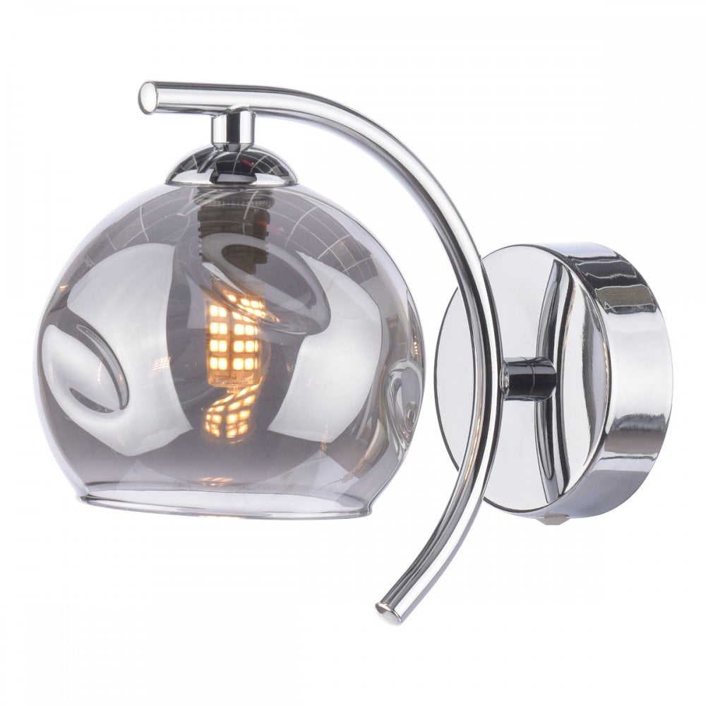 NAK0750-15 Nakita Wall Light Polished Chrome Smoked Dimpled Glass