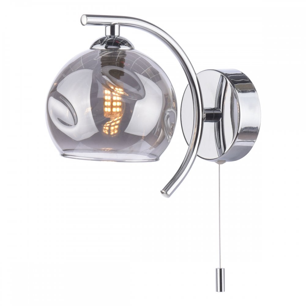 NAK0750-15 Nakita Wall Light Polished Chrome Smoked Dimpled Glass