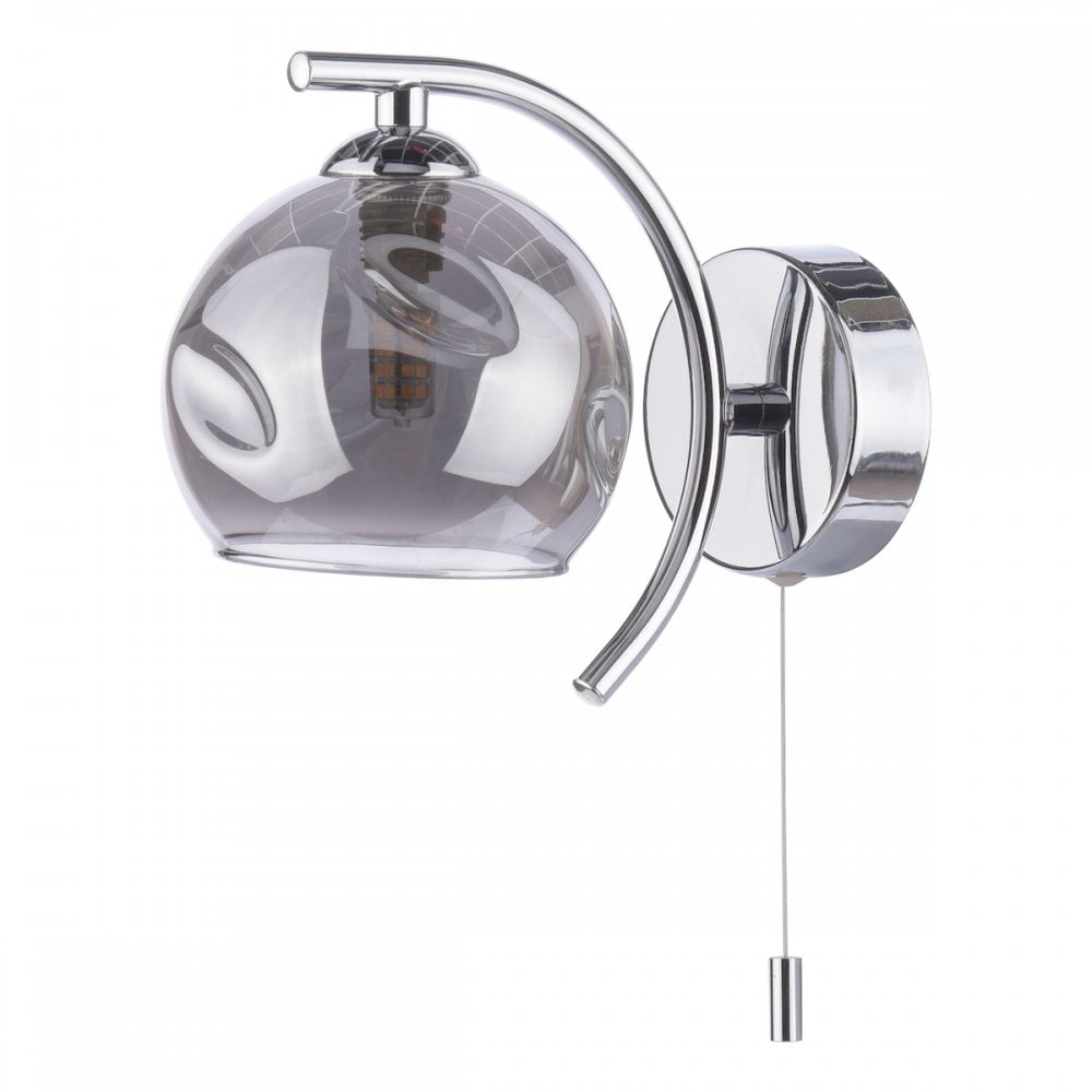 NAK0750-15 Nakita Wall Light Polished Chrome Smoked Dimpled Glass