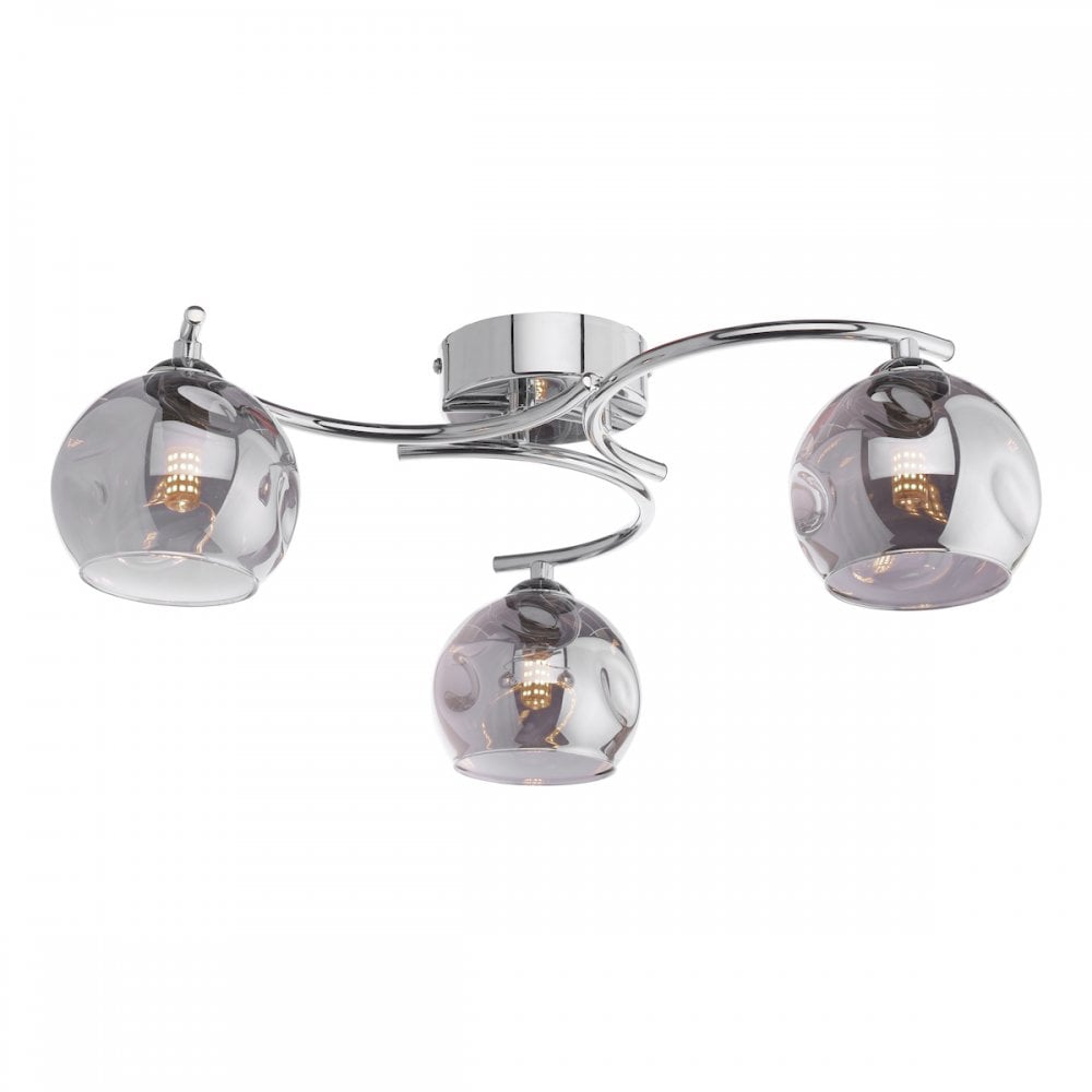 NAK5350-15 Nakita 3 Light Semi Flush Polished Chrome Smoked Dimpled Glass