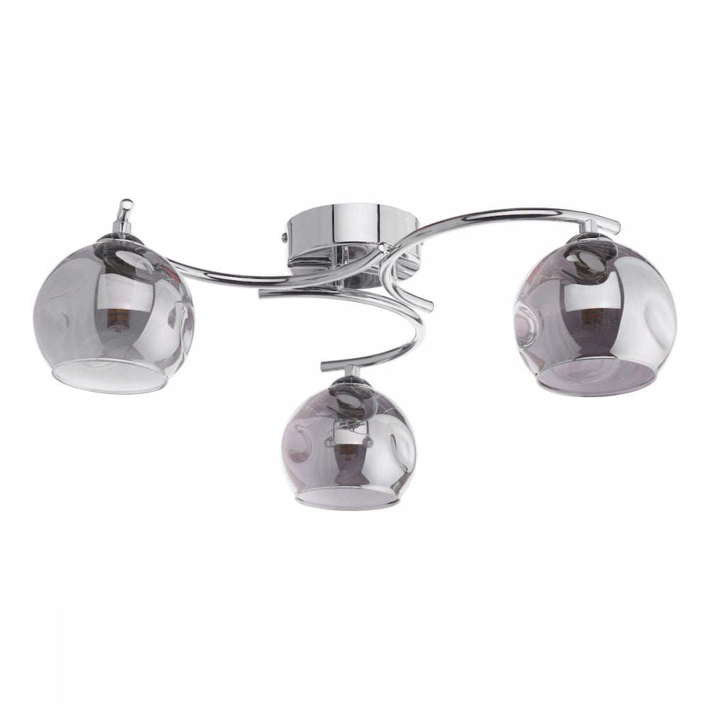 NAK5350-15 Nakita 3 Light Semi Flush Polished Chrome Smoked Dimpled Glass