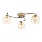 NAK5375-16 Nakita 3 Light Semi Flush Antique Brass Champagne Dimpled Glass