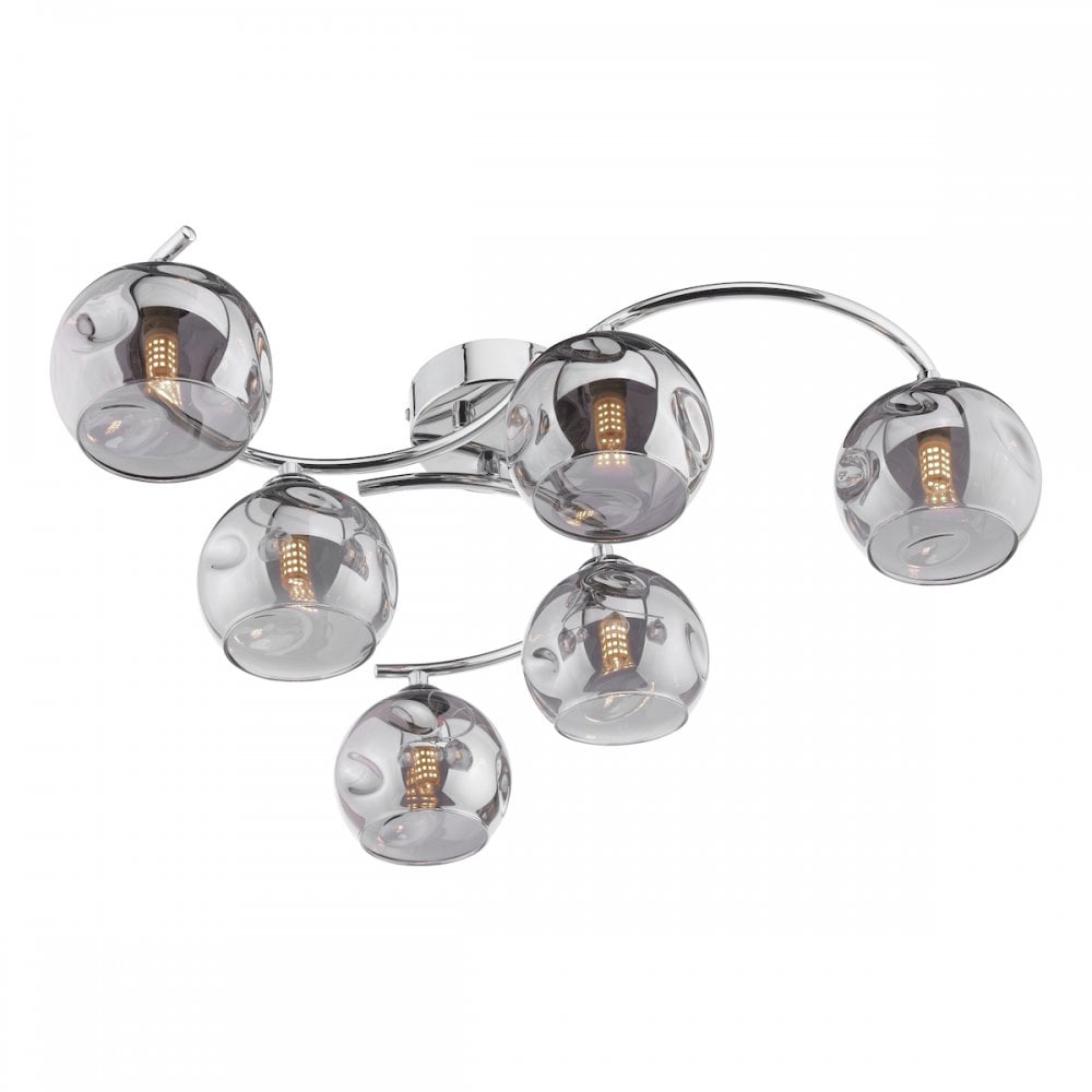 NAK6450-15 Nakita 6 Light Semi Flush Polished Chrome Smoked Dimpled Glass