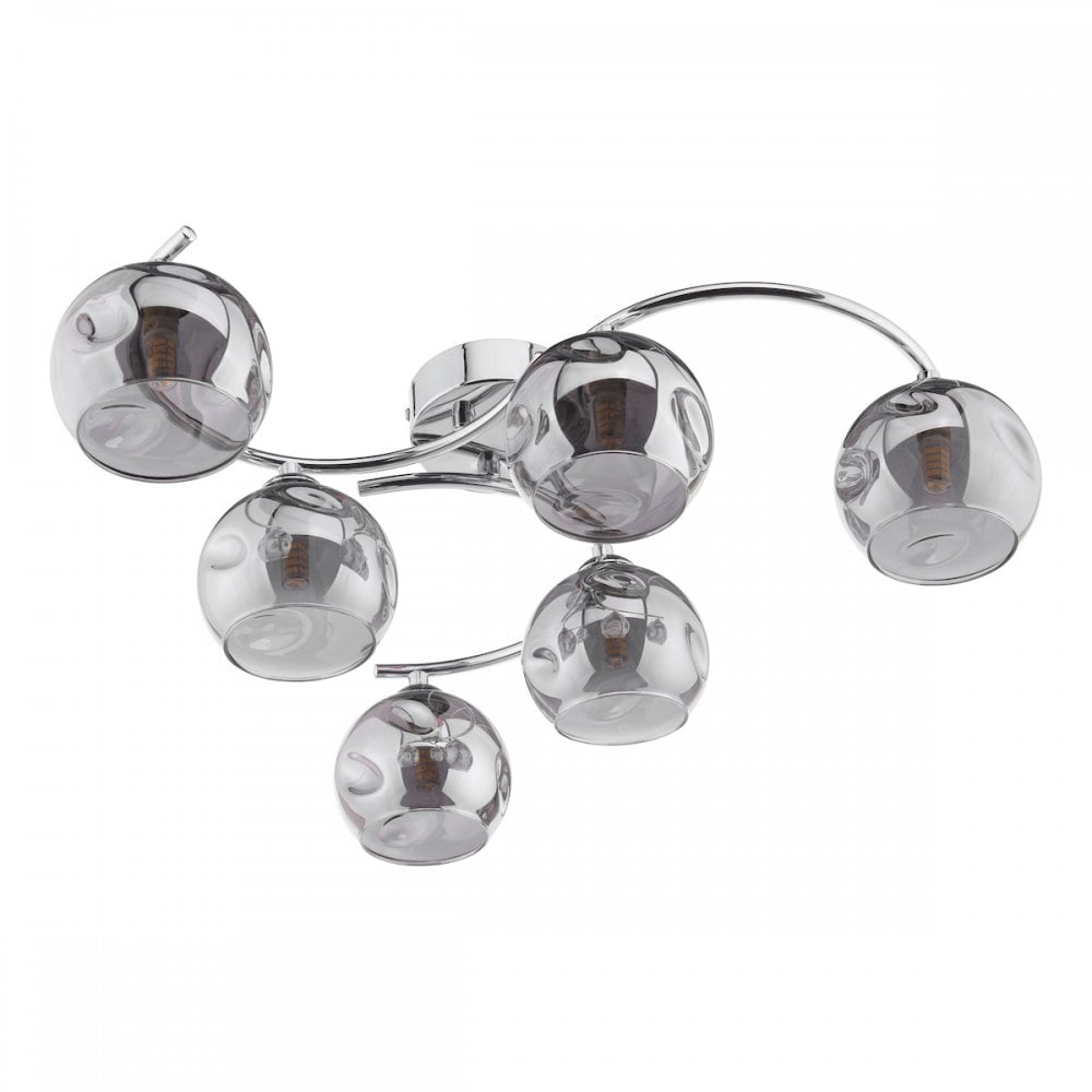 NAK6450-15 Nakita 6 Light Semi Flush Polished Chrome Smoked Dimpled Glass