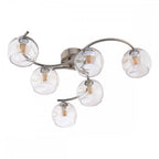 NAK6475-16 Nakita 6 Light Semi Flush Antique Brass Champagne Dimpled Glass