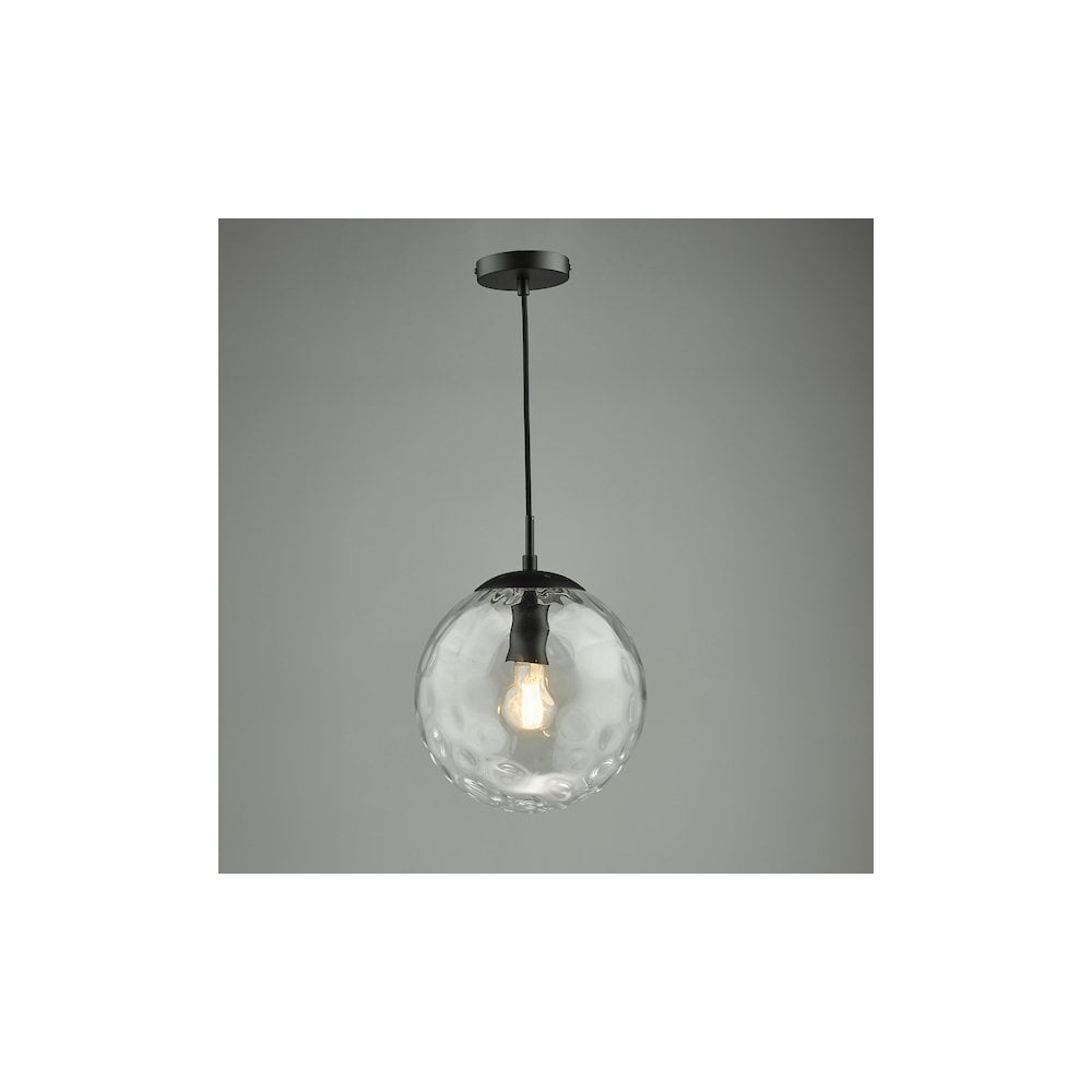 SP72-RIP8808 Ripple Pendant Matt Black & Clear Glass