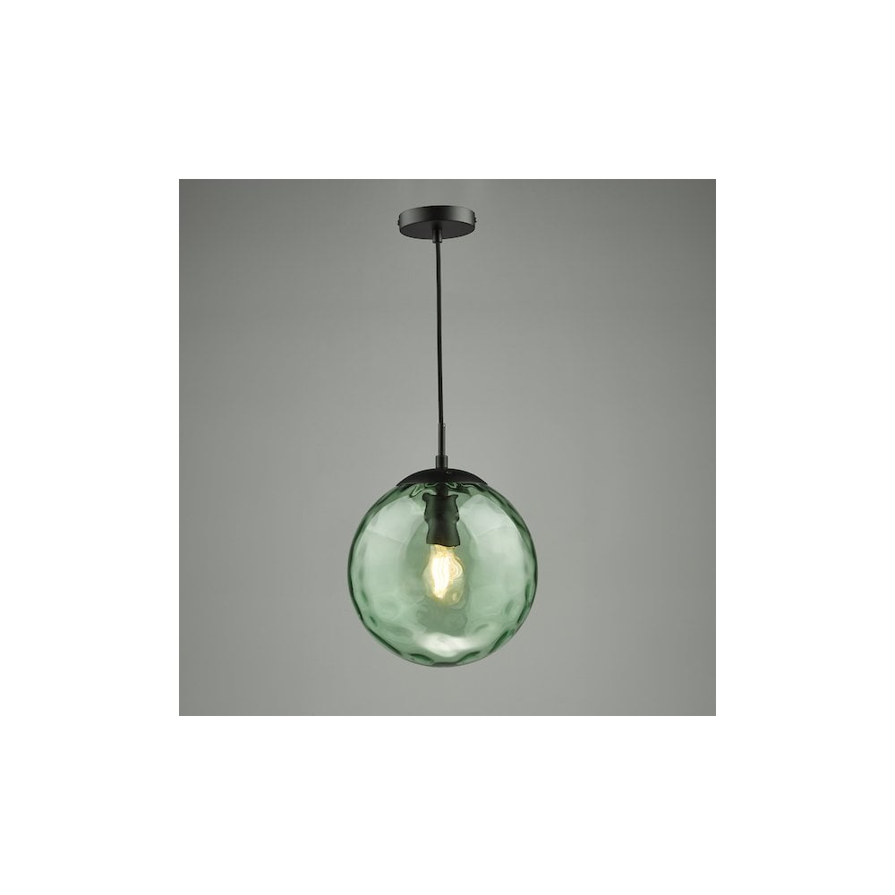 SP72-RIP8824 Ripple Pendant Matt Black & Green Glass