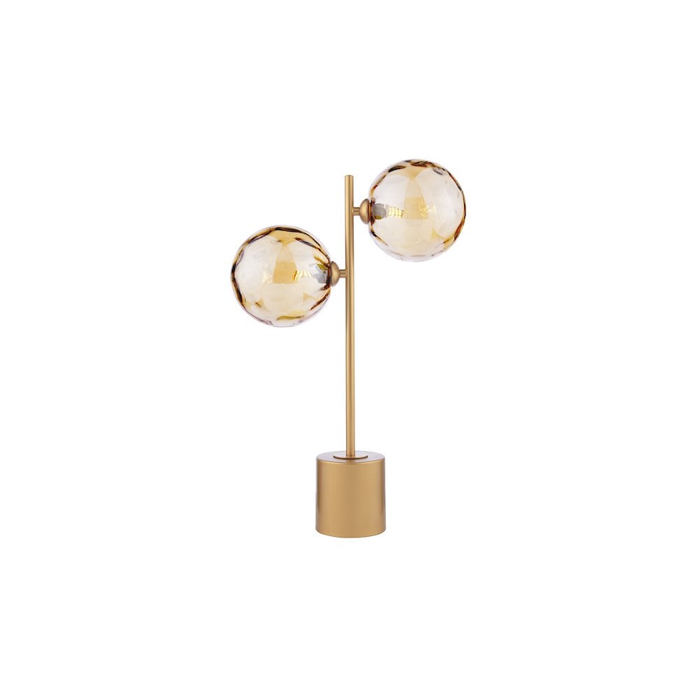 SPI4235-11 Spiral 2 Light Table Lamp Matt Gold & Champagne Dimpled Glass