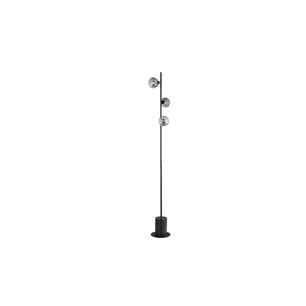 SPI5522-01 Spiral 3 Light Floor Lamp Matt Black & Smoked Glass