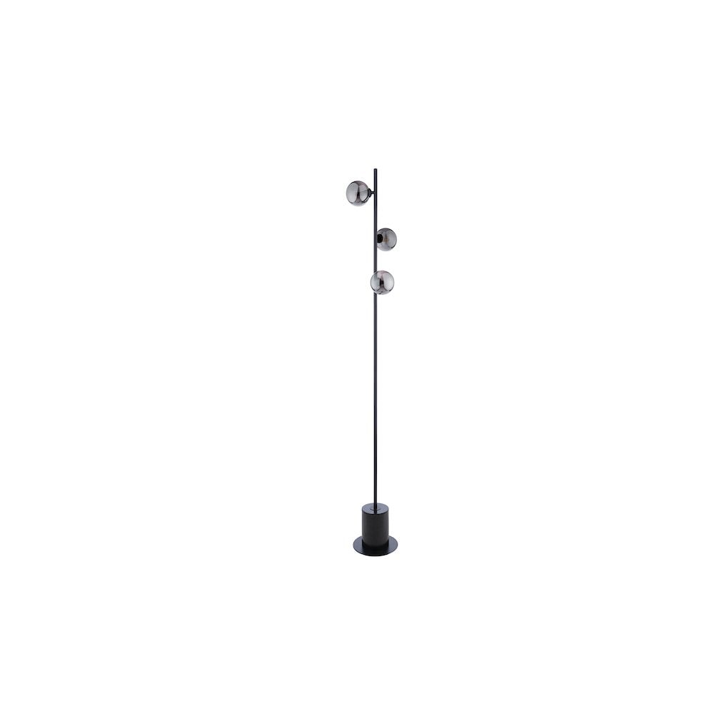 SPI5522-01 Spiral 3 Light Floor Lamp Matt Black & Smoked Glass
