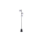 SPI5522-19 Spiral 3 Light Floor Lamp Matt Black & Smoked/Clear Ribbed Glass