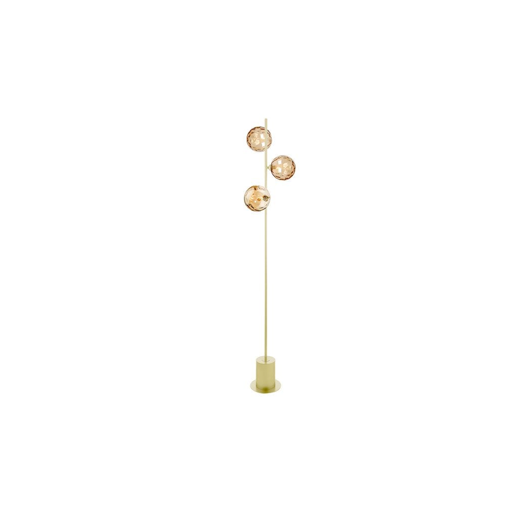 Spiral 3 Light Floor  Lamp Matt Gold & Champagne Dimpled Glass