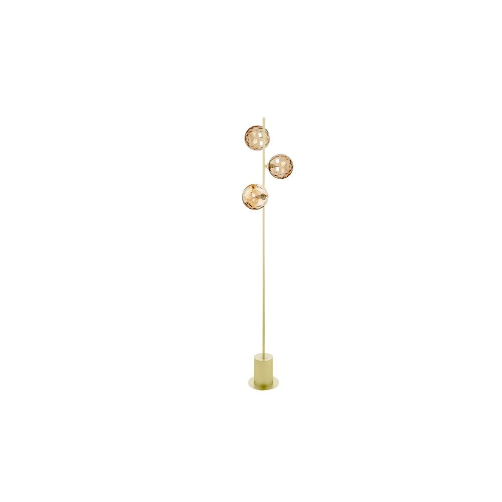 Spiral 3 Light Floor  Lamp Matt Gold & Champagne Dimpled Glass