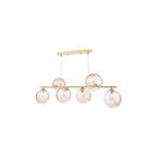 SPI6435-11 Spiral 6 Light Bar Pendant Matt Gold & Champagne Dimpled Glass