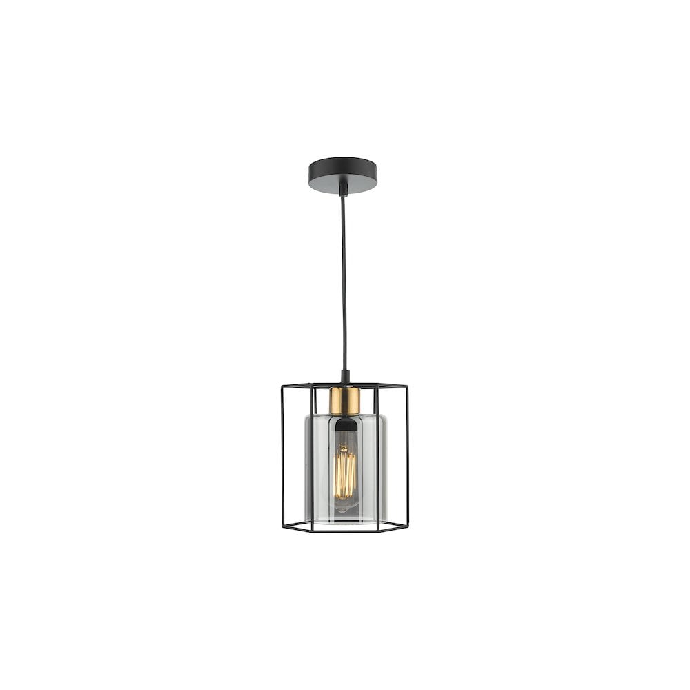 TAT0122 Tatum Pendant Matt Black and Smoked Glass