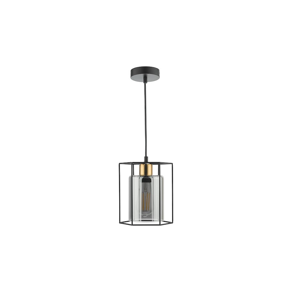 TAT0122 Tatum Pendant Matt Black and Smoked Glass