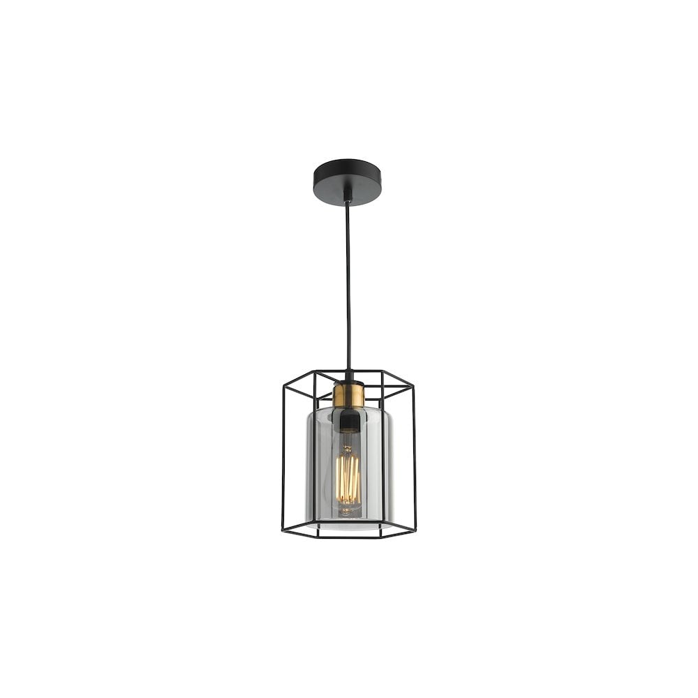 TAT0122 Tatum Pendant Matt Black and Smoked Glass
