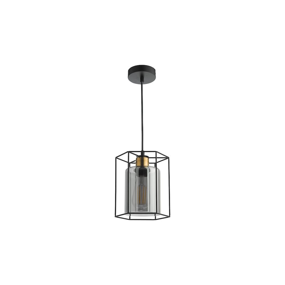 TAT0122 Tatum Pendant Matt Black and Smoked Glass