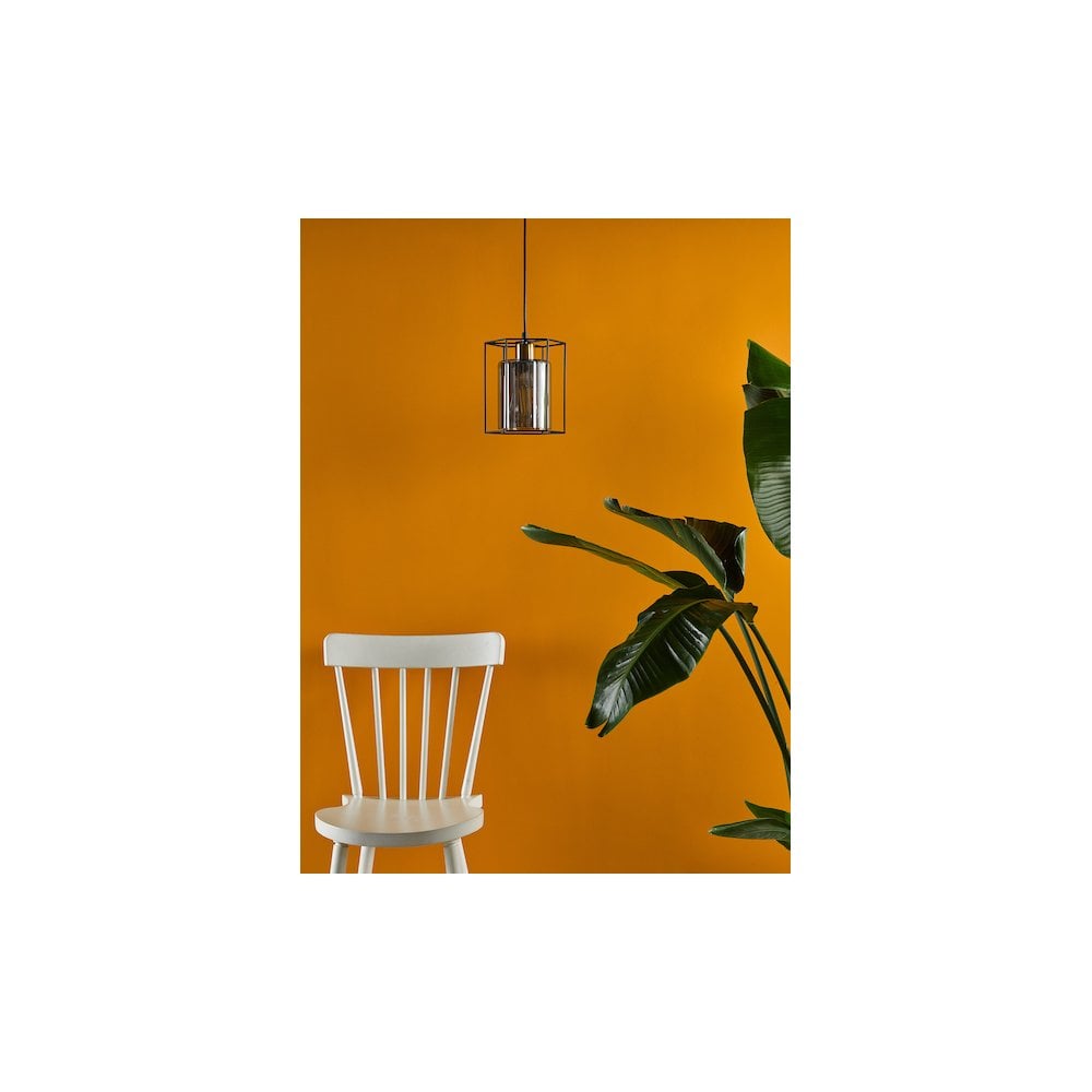 TAT0122 Tatum Pendant Matt Black and Smoked Glass