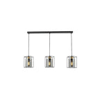 TAT0322 Tatum 3 Light Bar Pendant Matt Black and Smoked Glass