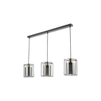 TAT0322 Tatum 3 Light Bar Pendant Matt Black and Smoked Glass