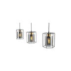 TAT0322 Tatum 3 Light Bar Pendant Matt Black and Smoked Glass