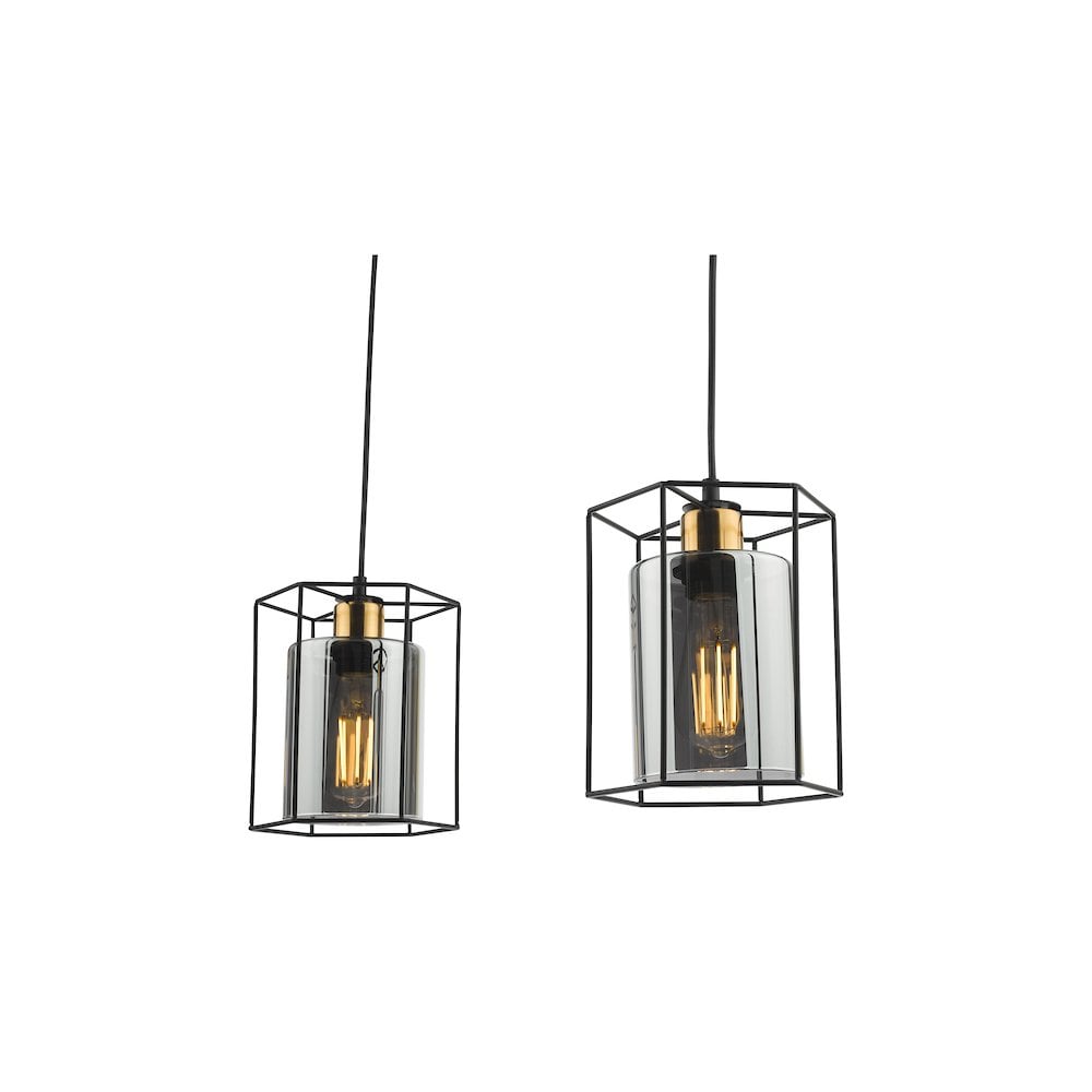 TAT0322 Tatum 3 Light Bar Pendant Matt Black and Smoked Glass