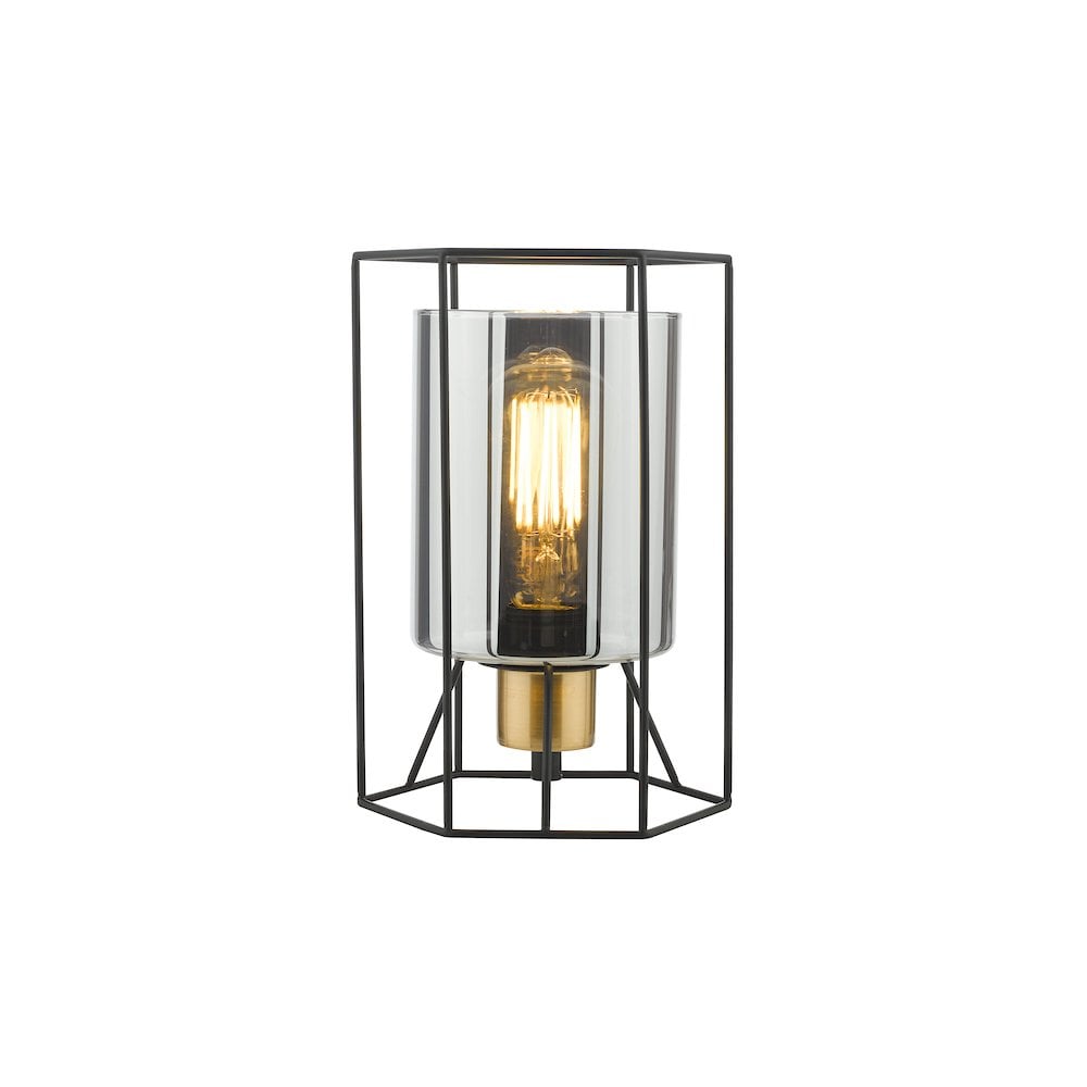 TAT4222 Tatum Table Lamp Matt Black and Smoked Glass