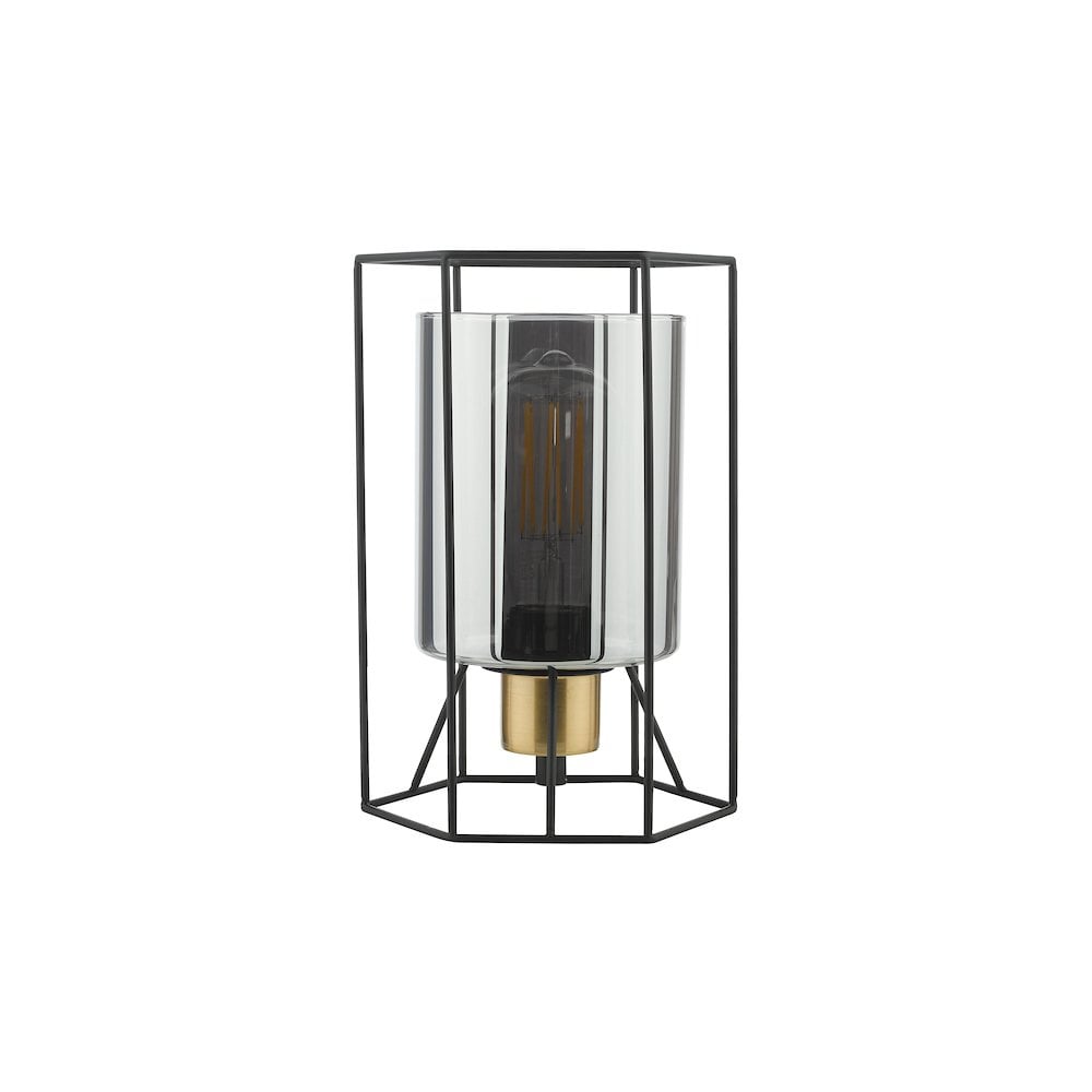 TAT4222 Tatum Table Lamp Matt Black and Smoked Glass