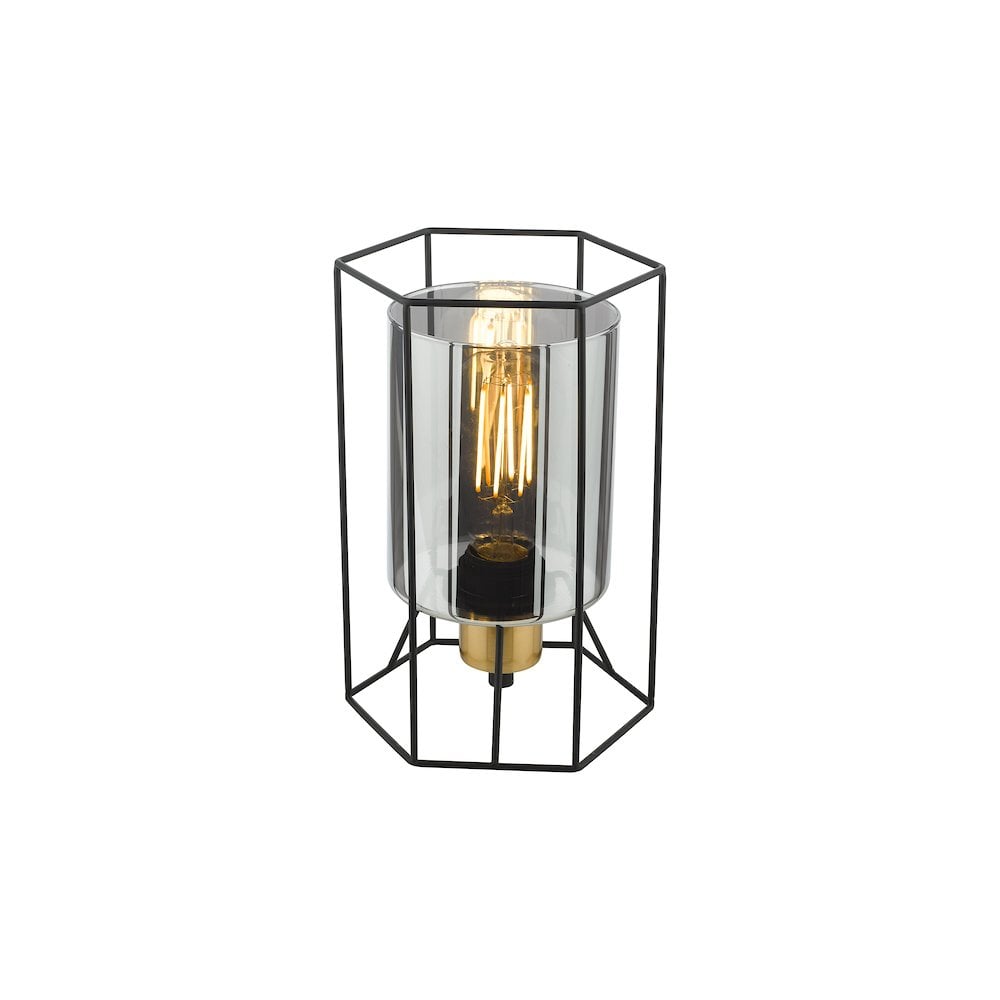 TAT4222 Tatum Table Lamp Matt Black and Smoked Glass
