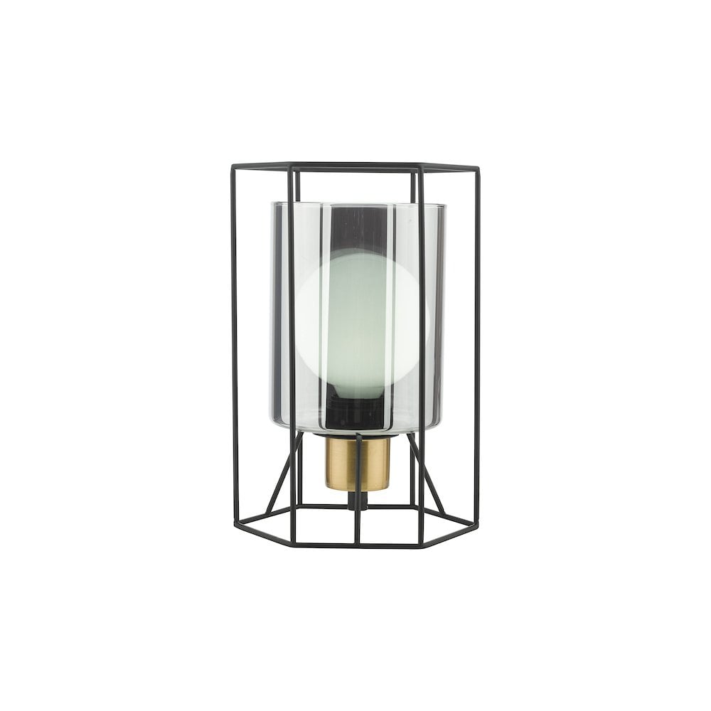 TAT4222 Tatum Table Lamp Matt Black and Smoked Glass