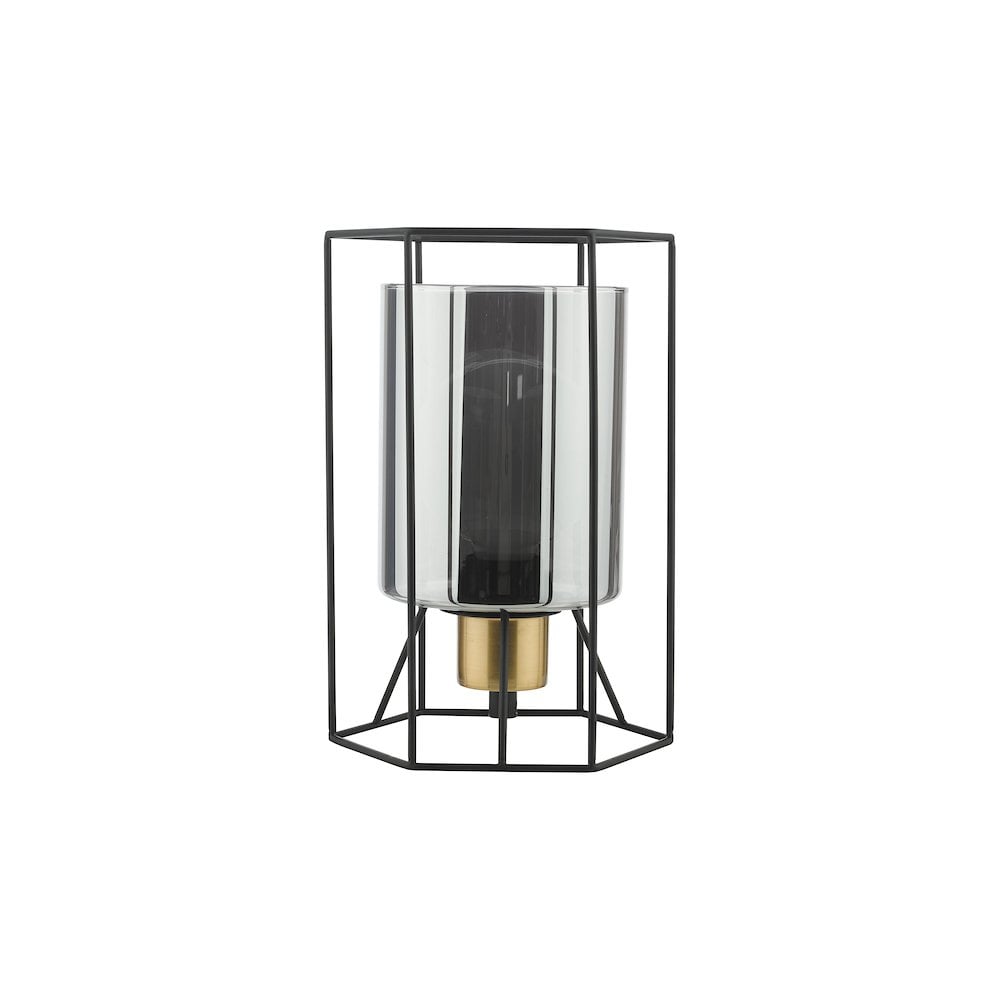 TAT4222 Tatum Table Lamp Matt Black and Smoked Glass
