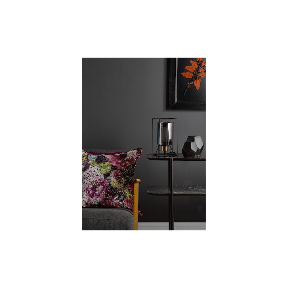 TAT4222 Tatum Table Lamp Matt Black and Smoked Glass