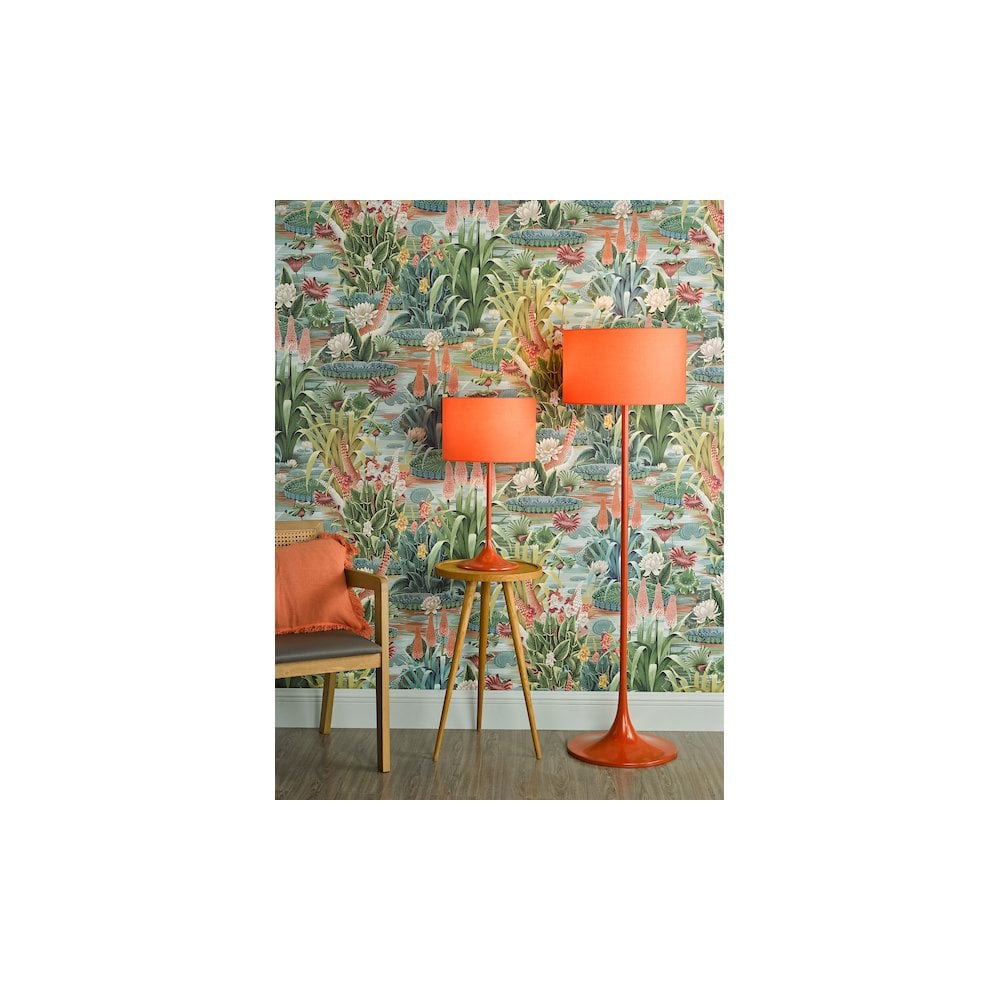 TOL4911 Toledo Floor Lamp Satin Orange With Shade