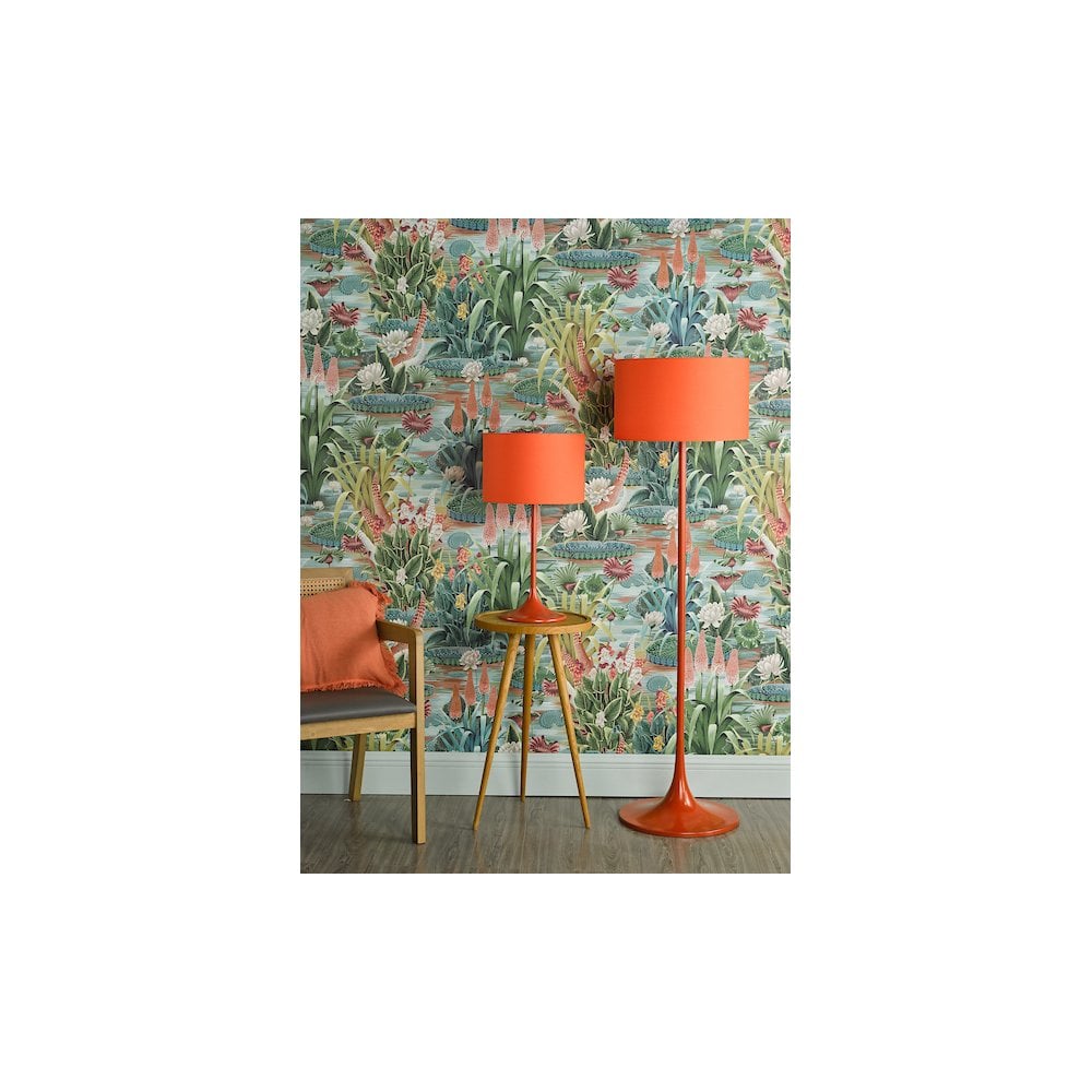 TOL4911 Toledo Floor Lamp Satin Orange With Shade