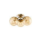 ULR5306 Ulrika 3 Light Semi-Flush Antique Brass and Amber Glass