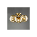 ULR5306 Ulrika 3 Light Semi-Flush Antique Brass and Amber Glass