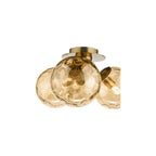 ULR5306 Ulrika 3 Light Semi-Flush Antique Brass and Amber Glass
