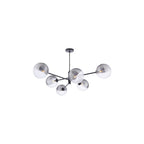 VIG0622-19 Vignette 6 Light Pendant Matt Black & Smoked/Clear Ribbed Glass