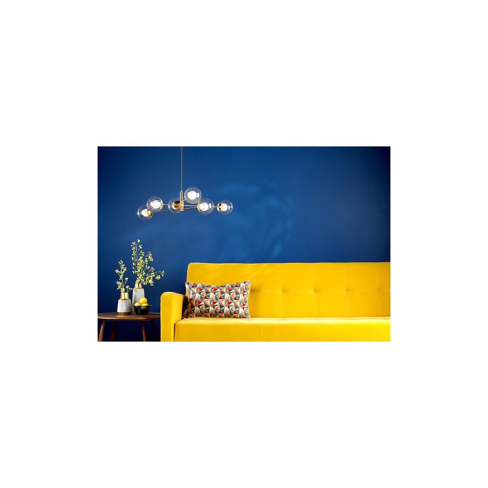 VIG0645-20 Vignette 6 Light Pendant Aged Brass & Clear/Opal Glass