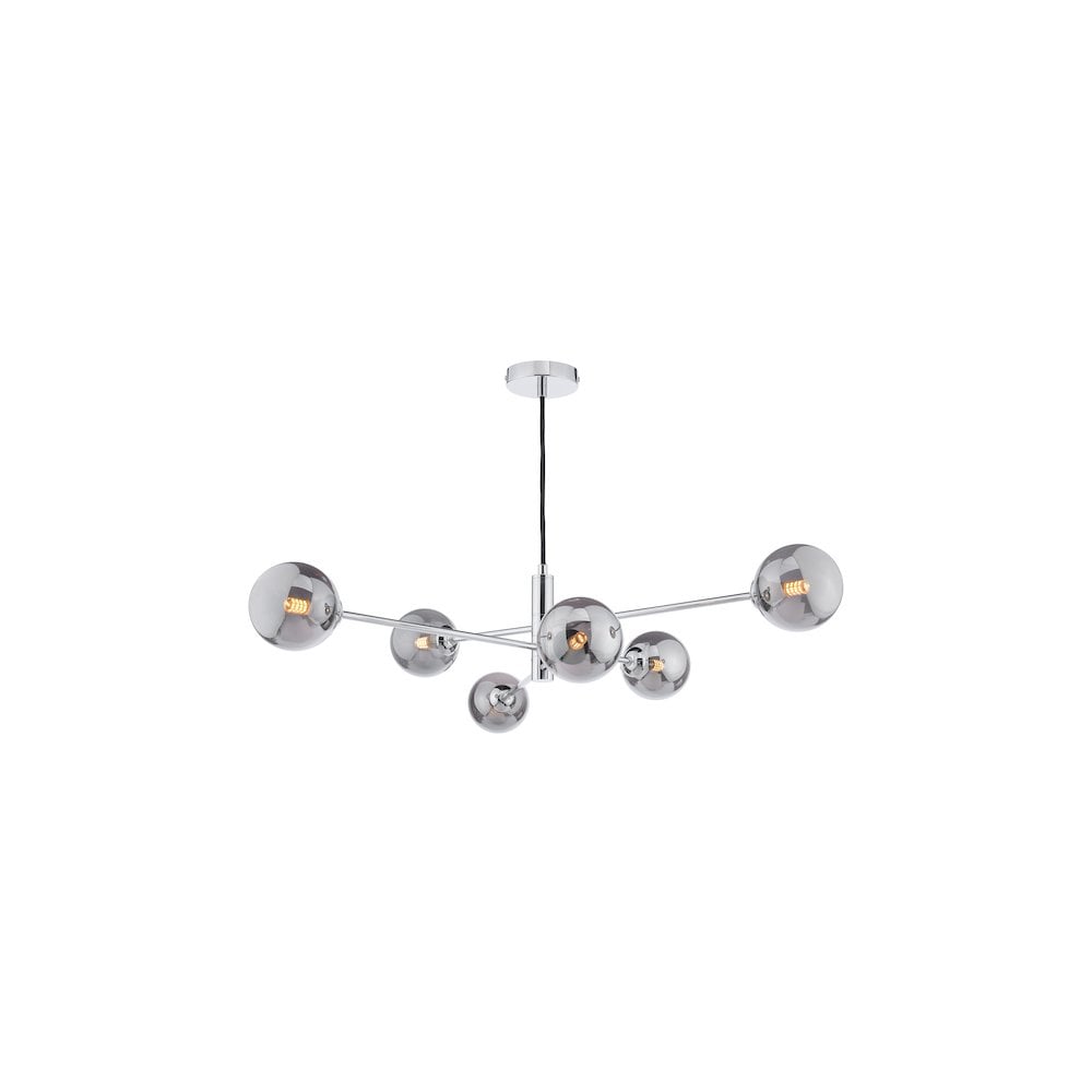 VIG0650-01 Vignette 6 Light Pendant Polished Chrome & Smoked Glass