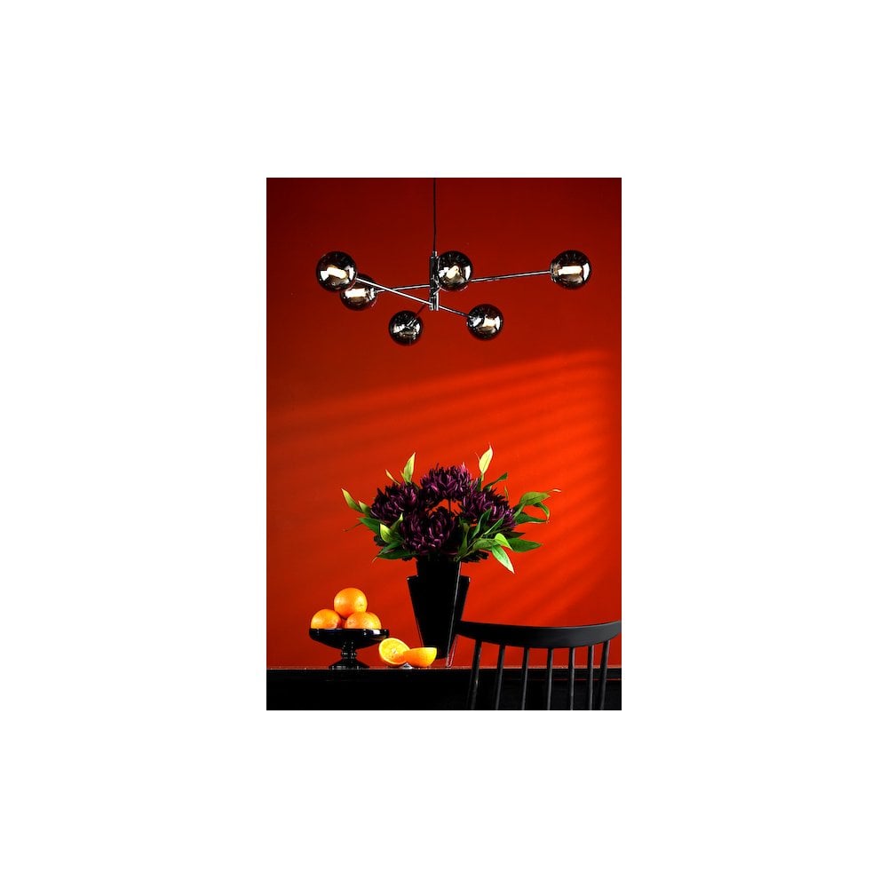 VIG0650-01 Vignette 6 Light Pendant Polished Chrome & Smoked Glass